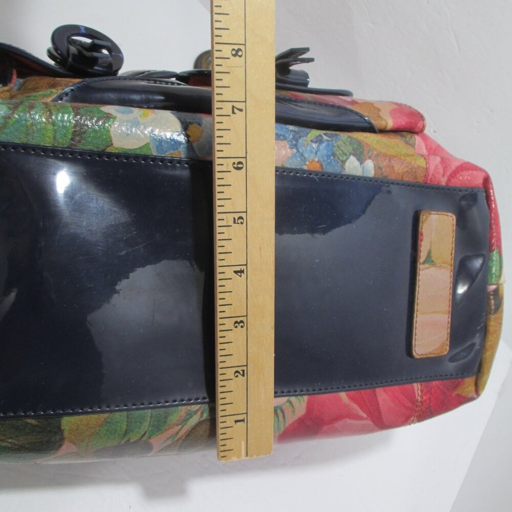 VTG Sharif Originals Floral Patent Leather Handbag Shoulder Bag Purse 14x9x6 - Picture 13 of 13